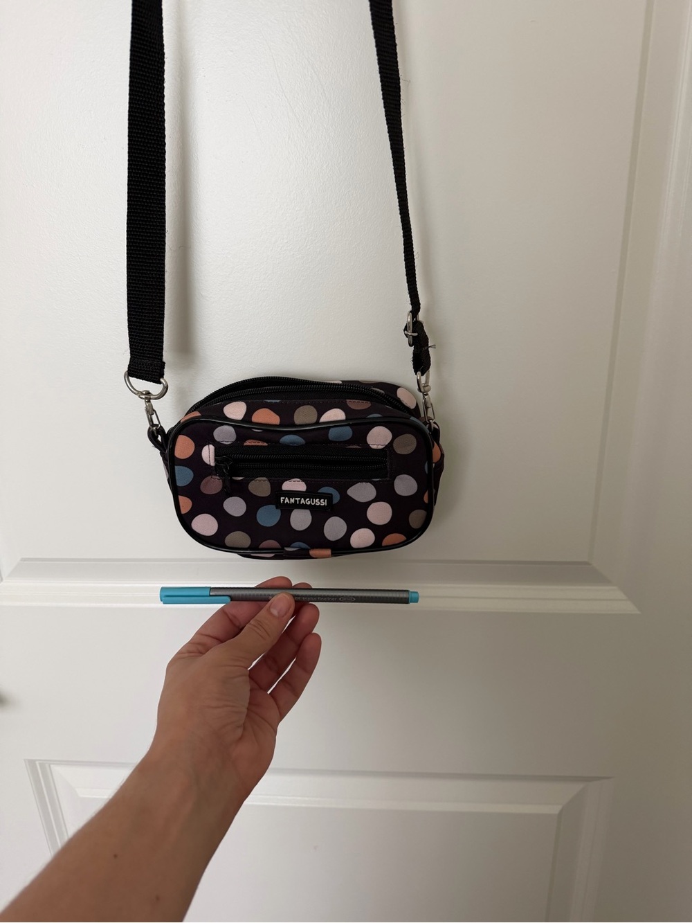 Polka Dot Crossbody Bag in Black and Multi